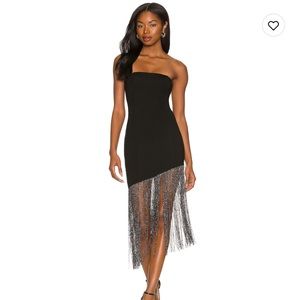 Black Fringe Strapless Dress